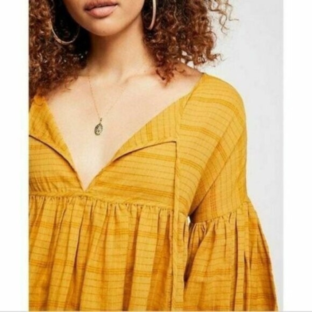 Free People Mustard Yellow Peasant Blouse